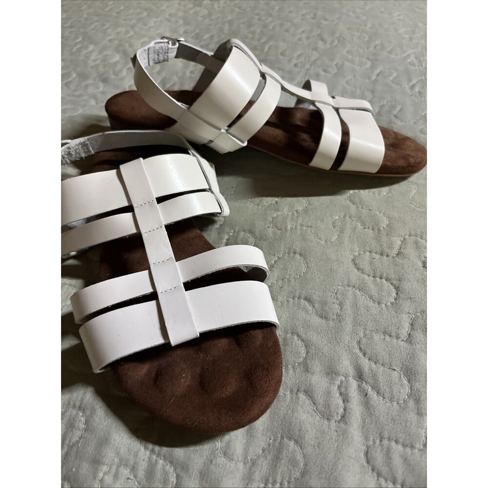 New Walking Cradles Women's Comfort Sandals Sz 6 1/2 WW Extra Wide White Leather